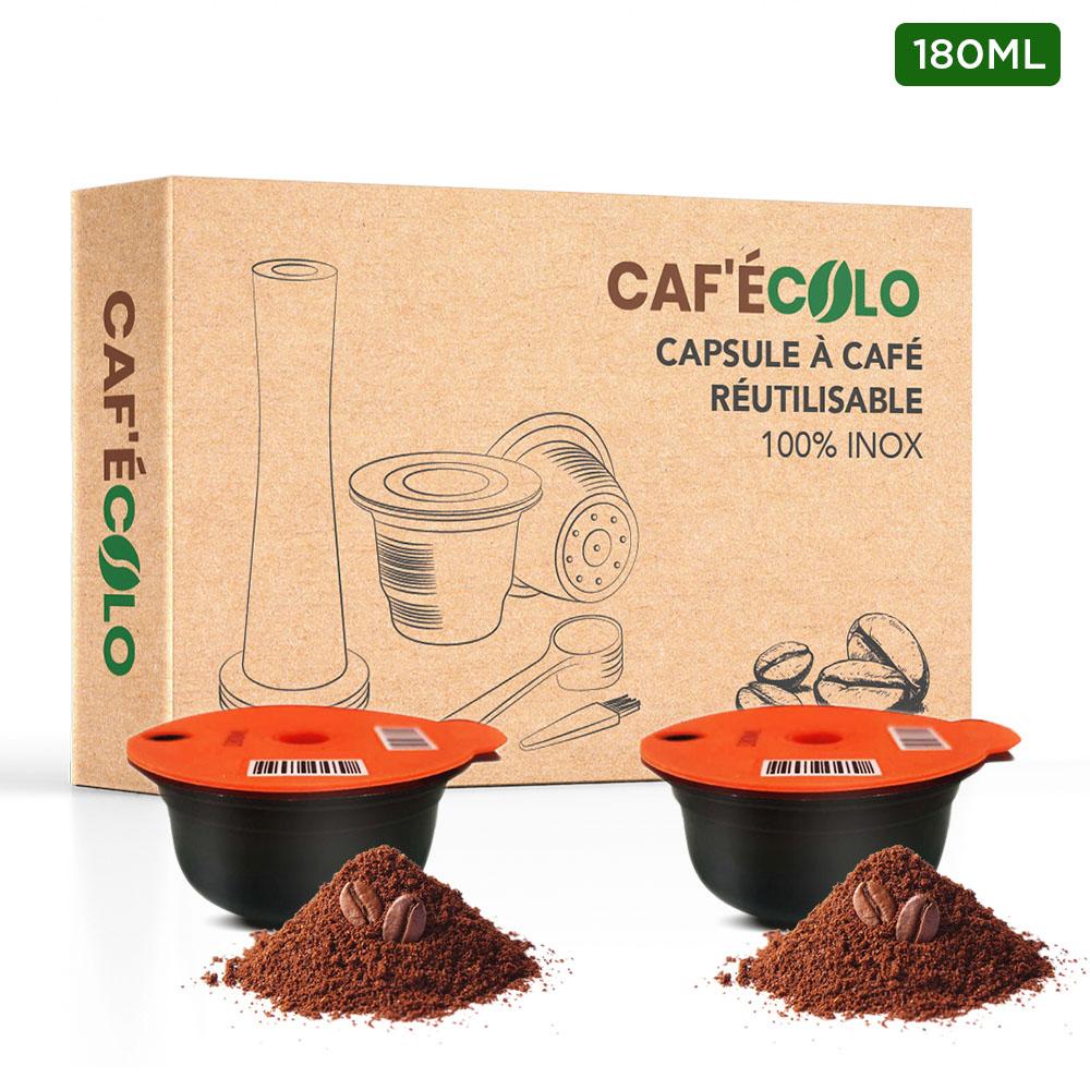 Capsule de café réutilisable avec 2 couvercles (180 ml et 60 ml