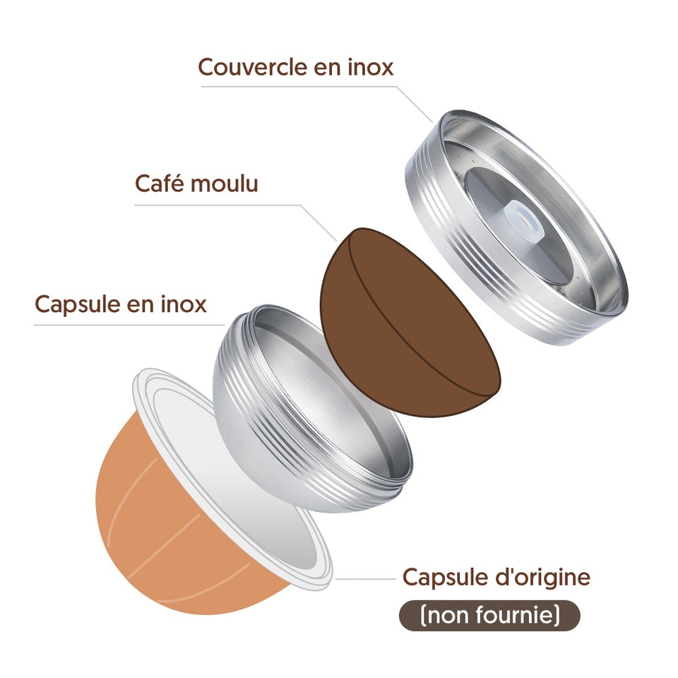 Capsule Nespresso compatible en inox rechargeable réutilisable café New  version